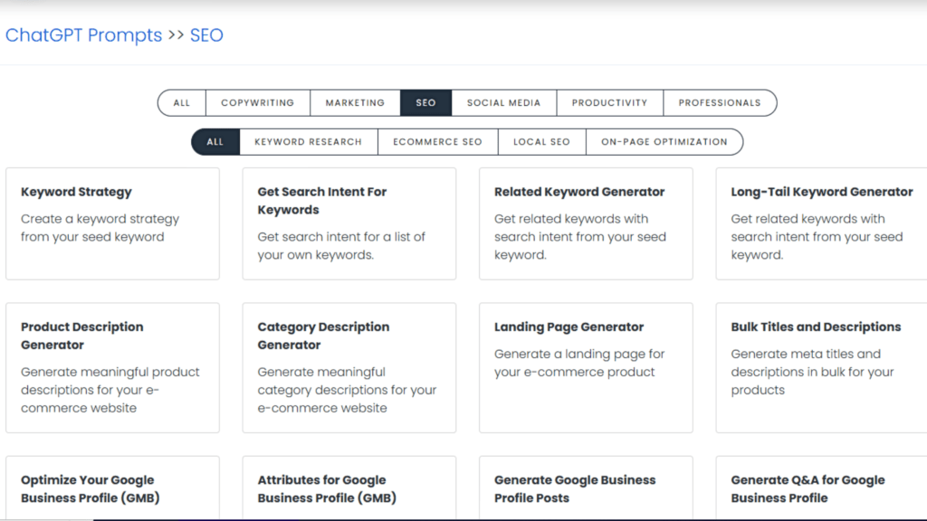 ChatGPT Prompts for SEO Optimization